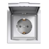 EPH3100321 РОЗЕТКА С ЗАЗЕМЛЕНИЕМ И ЗАЩИТНЫМИ ШТОРКАМИ И КРЫШКОЙ IP44 БЕЛАЯ ASFORA Schneider Electric