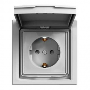 EPH3100361 РОЗЕТКА С ЗАЗЕМЛЕНИЕМ И ЗАЩИТНЫМИ ШТОРКАМИ И КРЫШКОЙ IP44 ASFORA Schneider Electric АЛЮМ