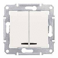 SDN0300321 ВЫКЛЮЧАТЕЛЬ ДВУКЛАВИШНЫЙ  С ПОДСВЕТКОЙ БЕЛЫЙ SEDNA Schneider Electric