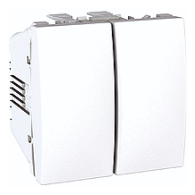 ВЫКЛЮЧАТЕЛЬ ДВУКЛАВИШНЫЙ(СХ.5)2М БЕЛЫЙ Unica Schneider Electric MGU3.211.18