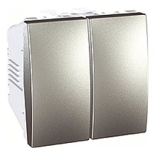 ПЕРЕКЛЮЧАТЕЛЬ ДВУКЛАВИШНЫЙ(СХ.6+6)2М АЛЮМИНИЙ Unica Schneider Electric MGU3.213.30