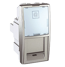 КОМПЬЮТЕРНАЯ РОЗЕТКА RJ45 5E (FTP) 1М АЛЮМИНИЙ Unica Schneider Electric MGU3.412.30
