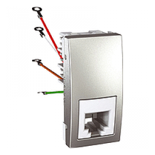 ТЕЛЕФОННАЯ РОЗЕТКА RJ11 4 КОНТАКТА 1М АЛЮМИНИЙ Unica Schneider Electric MGU3.490.30