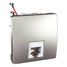 ТЕЛЕФОННАЯ РОЗЕТКА RJ11 4 КОНТАКТА 2М АЛЮМИНИЙ Unica Schneider Electric MGU3.492.30