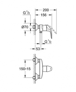 Смеситель для душа однорычажный  GROHE Euroeco 23268000