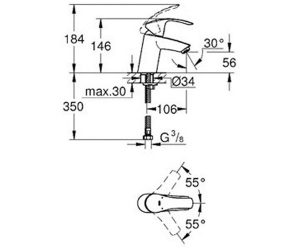 Смеситель для раковины однорычажный  GROHE Eurosmart 32467002