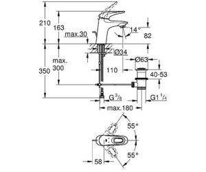 Смеситель для раковины однорычажный Eurostyle 33558003