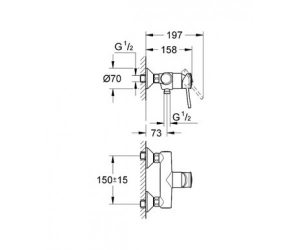 Смеситель для душа однорычажный  GROHE BauClassic 32867000