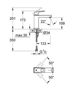 Смеситель для раковины однорычажный  GROHE Eurocube 23446000