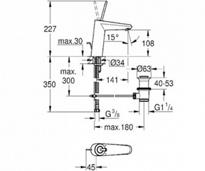 Смеситель для раковины однорычажный  GROHE Eurodisc Joy 23427LS0